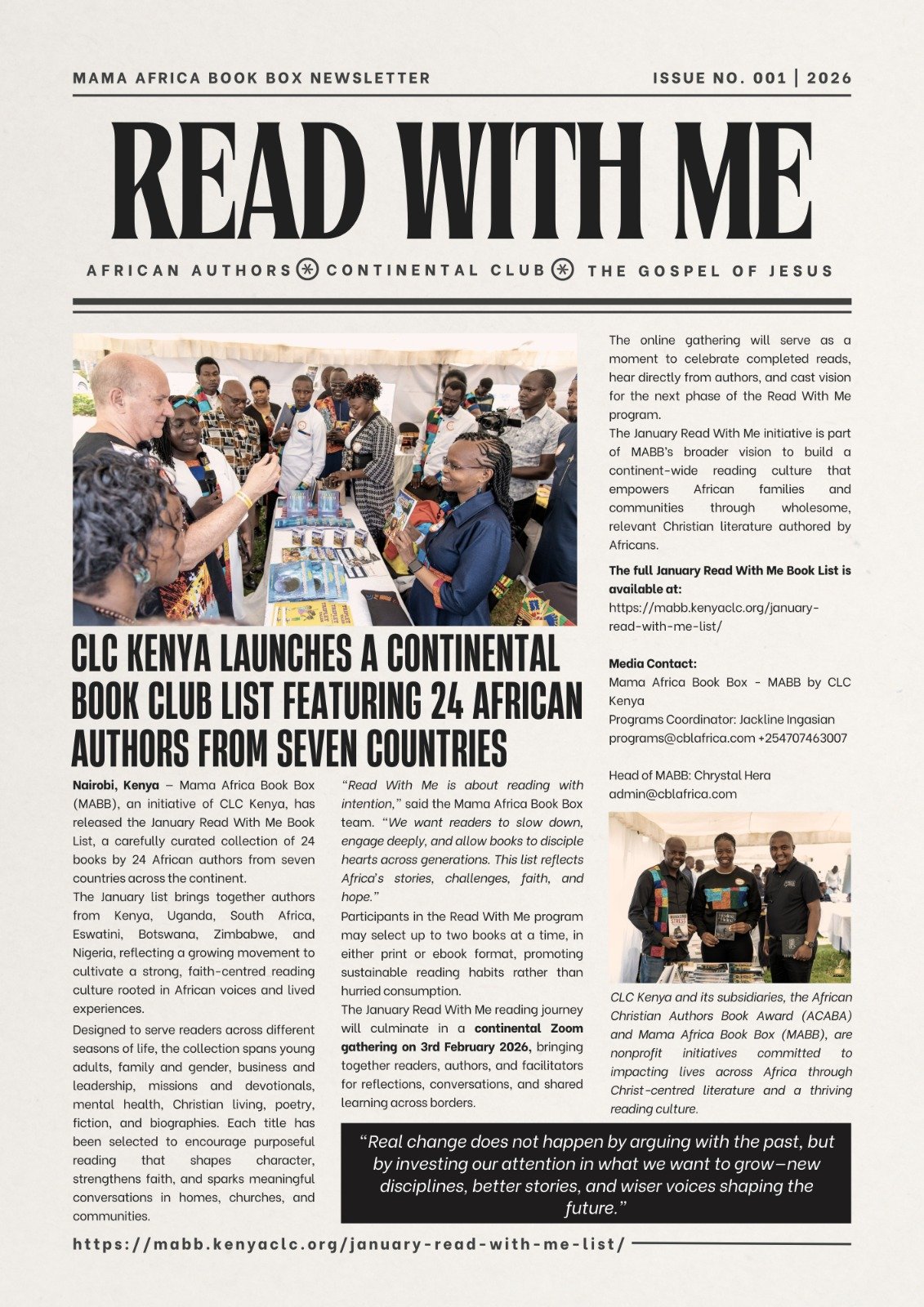 CLC Kenya Launches a Continental Book Club List Featuring 24 African Authors from Seven Countries