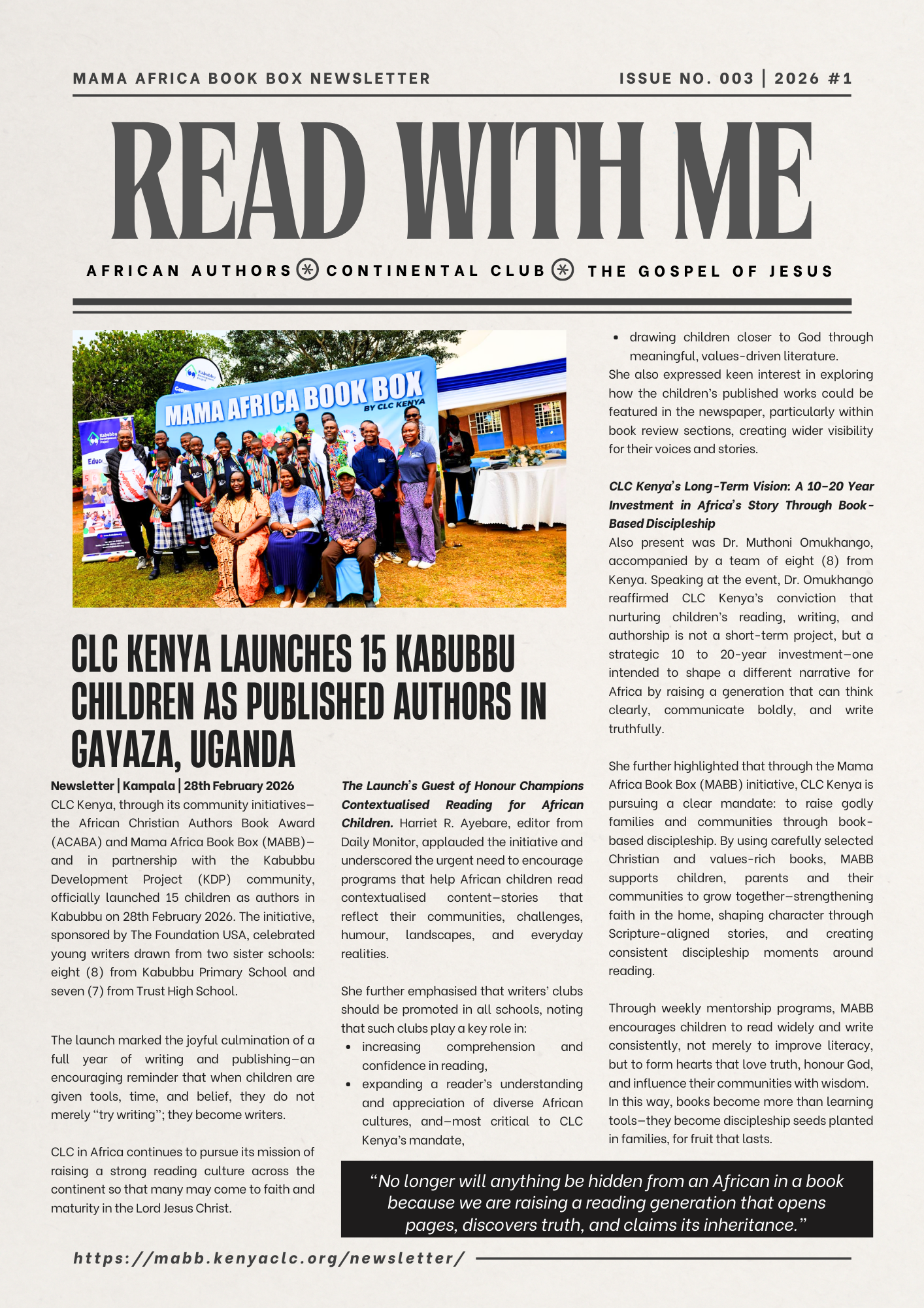 CLC Kenya Launches 15 Kabubbu Children as Published Authors in Gayaza, Uganda