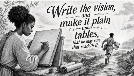 Write the vision and make it plain illustration for young Christian writers